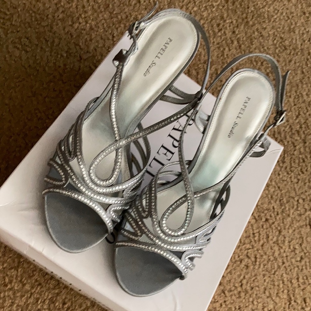 NWB Papell Studio Dress Hi-heel Sandals 10M Pewter